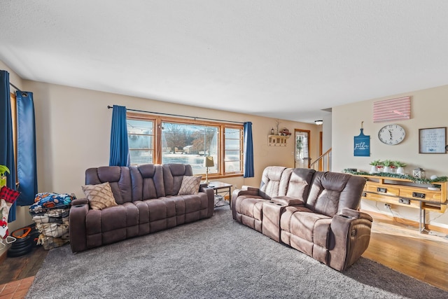 living room with hardwood / wood-style floors