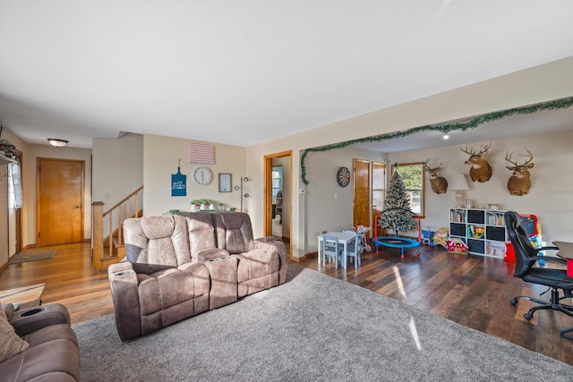 living room with hardwood / wood-style flooring