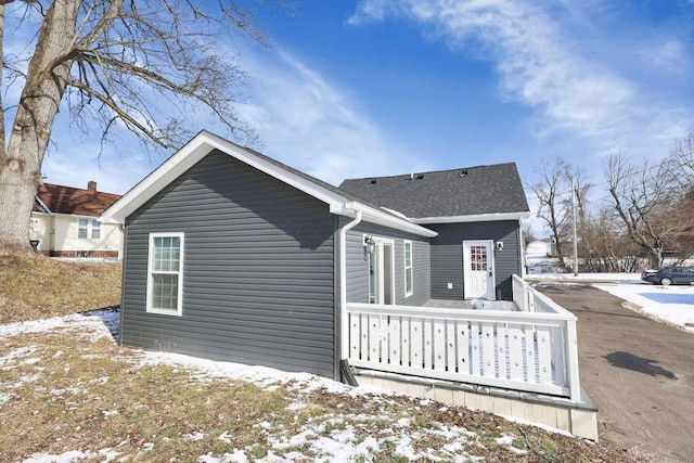 view of snow covered exterior