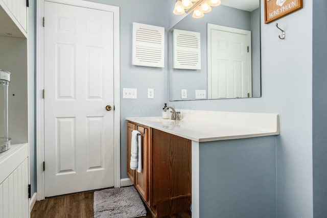 bathroom featuring vanity and wood finished floors