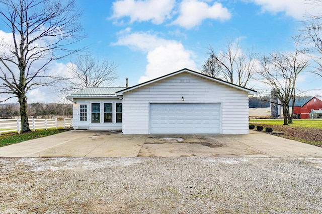 exterior space with a garage