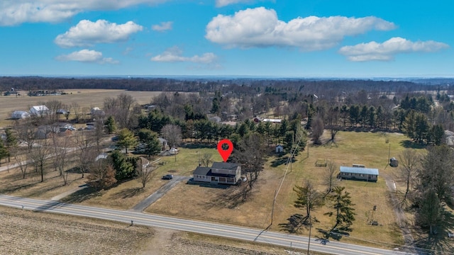 aerial view featuring a rural view