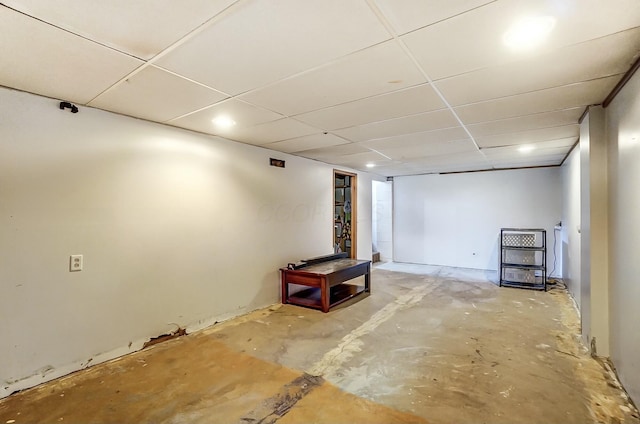 basement with a drop ceiling