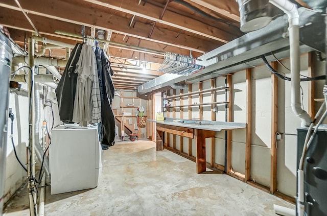 basement with heating unit