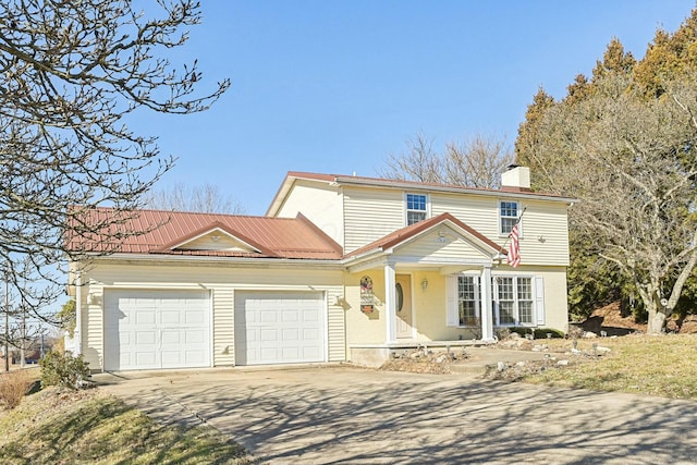 view of front facade featuring a garage