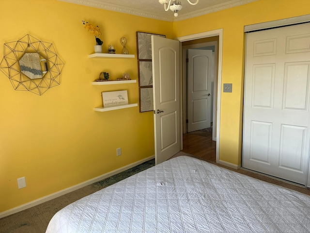1048 Parkway Dr, Logan, OH 43138 - bedroom with ornamental molding, carpet, and baseboards
