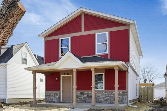 view of front of property featuring covered porch