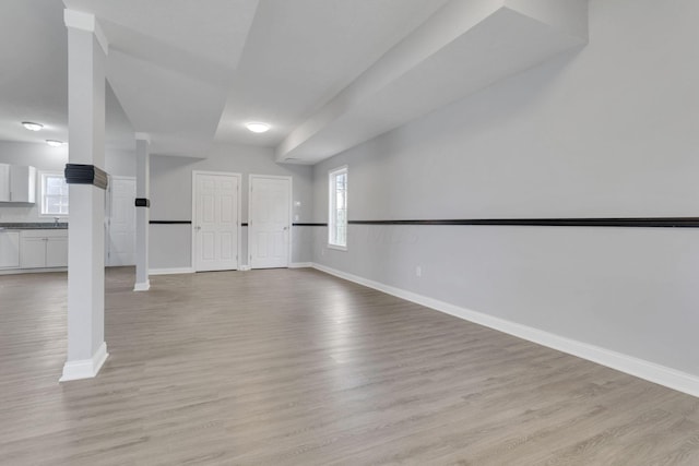 interior space with plenty of natural light and light hardwood / wood-style floors