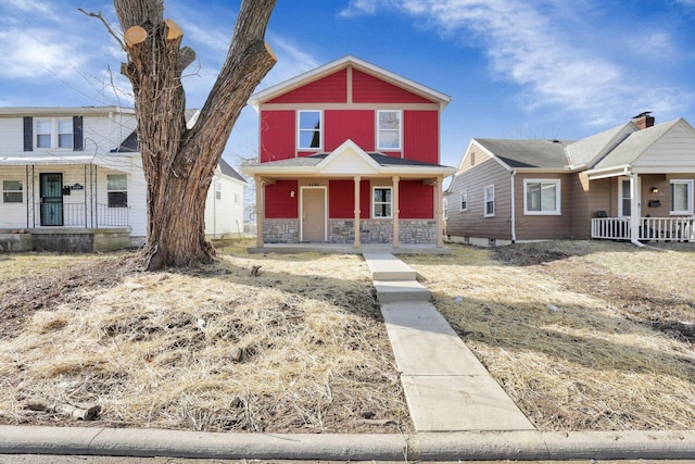 view of front of property featuring a porch