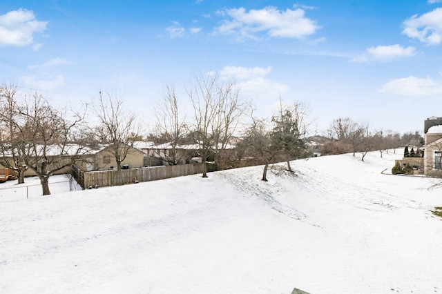 view of yard layered in snow