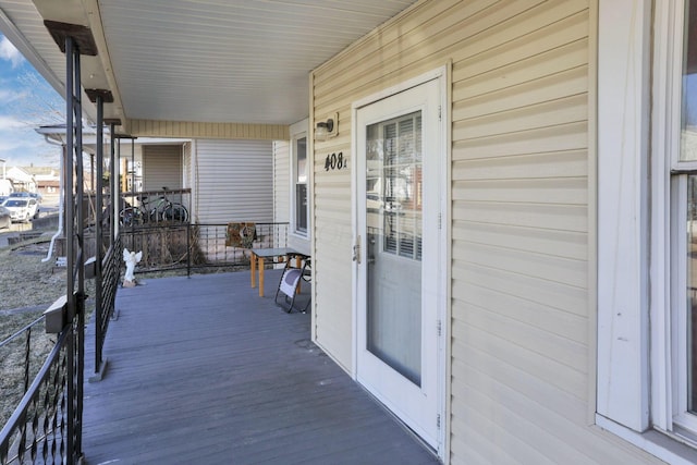 deck featuring covered porch