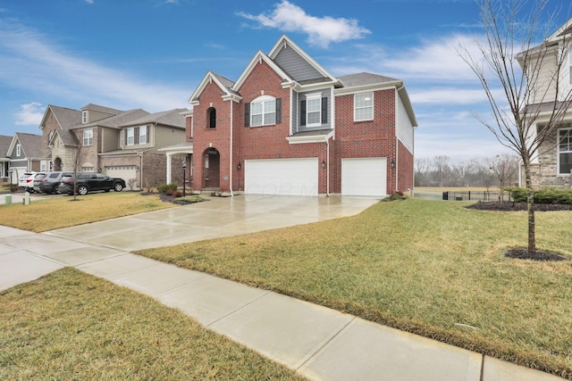 view of front of house with a garage and a front yard