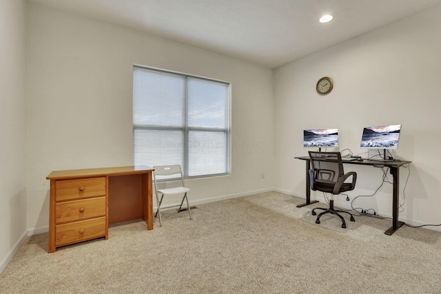 view of carpeted office space