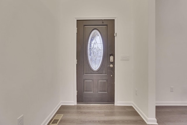 entryway with light wood-type flooring