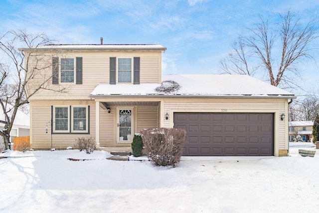 front facade with a garage