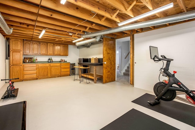 workout room with wine cooler