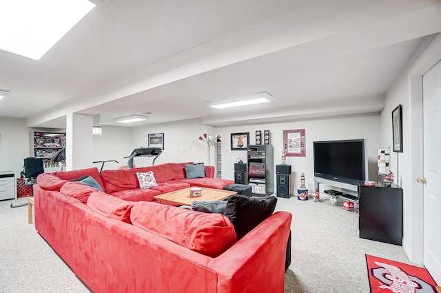 living room with carpet flooring