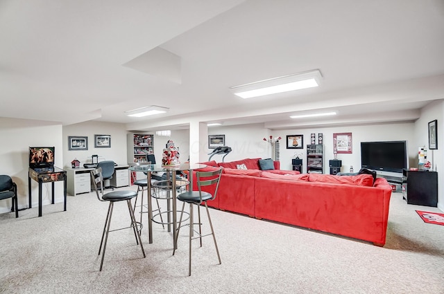 living room featuring carpet flooring