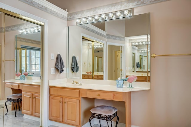 bathroom featuring vanity and tile patterned floors