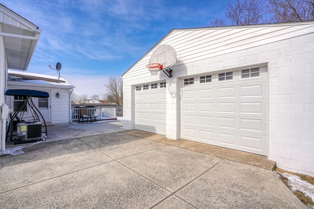 garage with central AC unit