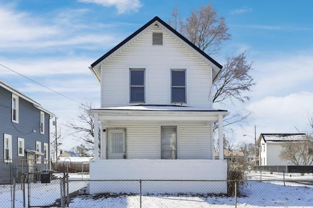 front facade with a porch