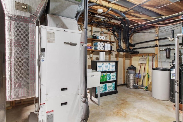 utility room with heating unit