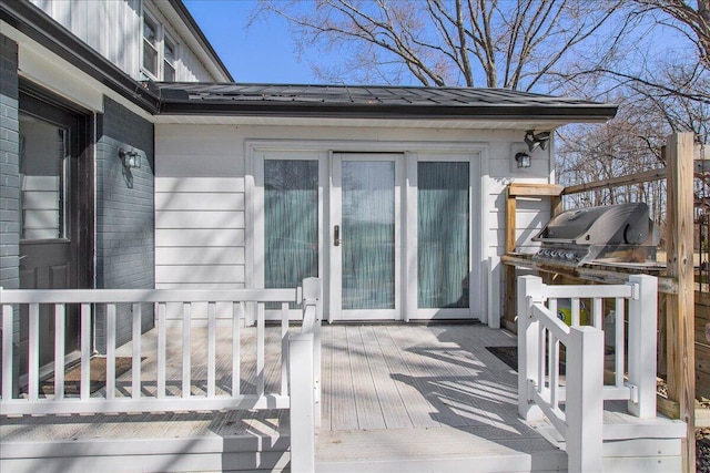 deck featuring grilling area