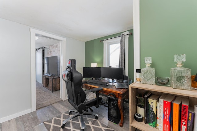 office area with hardwood / wood-style flooring