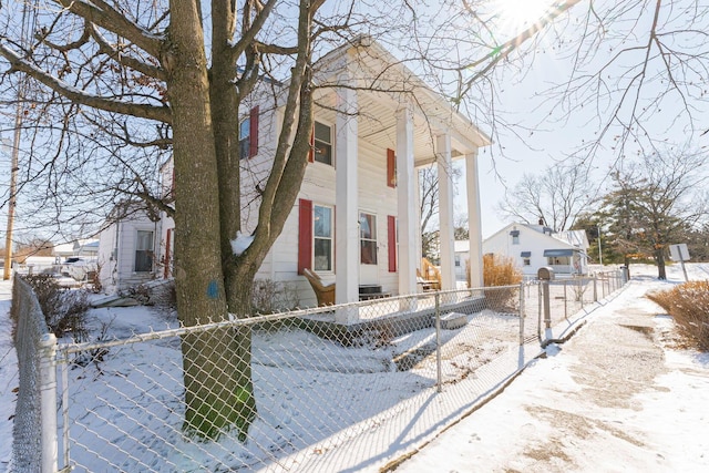 view of snow covered exterior