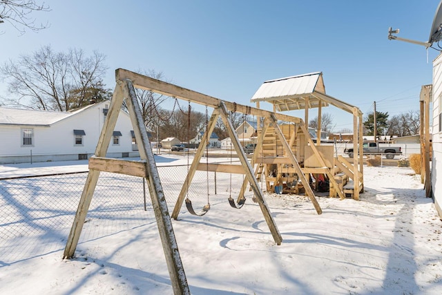 view of snow covered playground