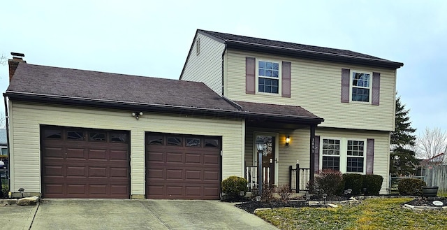 view of front property with a garage