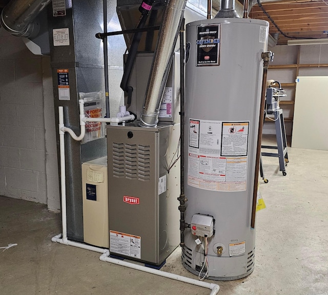 utility room featuring gas water heater