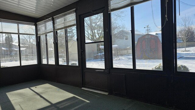 view of unfurnished sunroom