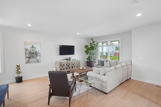 living room featuring light hardwood / wood-style flooring