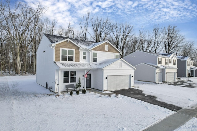 front of property featuring a garage