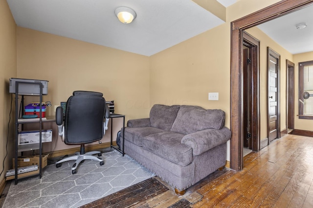 office space featuring hardwood / wood-style flooring