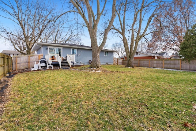 view of yard featuring a fenced backyard