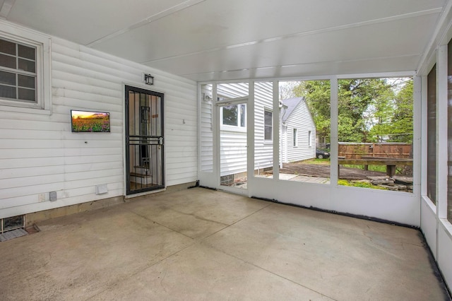 view of unfurnished sunroom