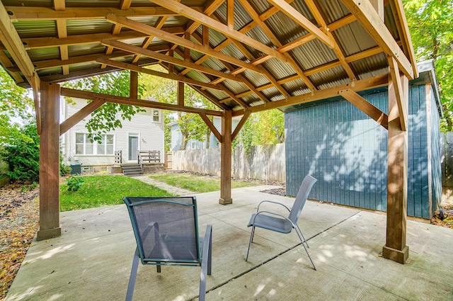 view of patio featuring a gazebo