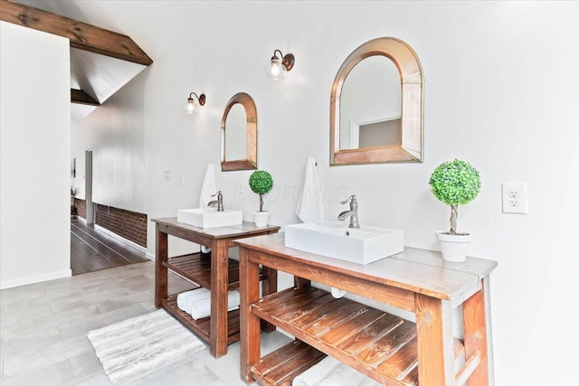 bathroom featuring hardwood / wood-style floors and sink