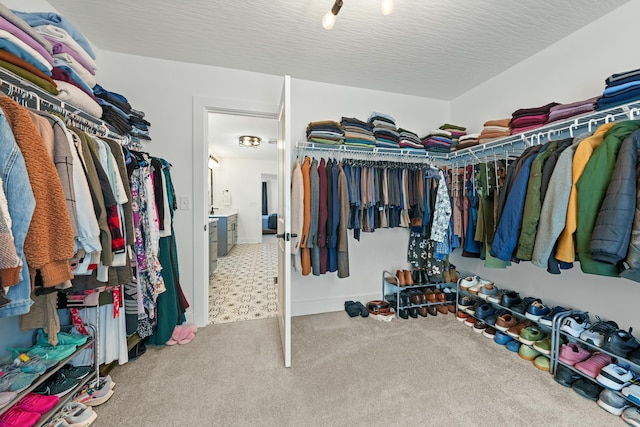 spacious closet with carpet