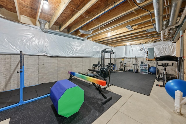 workout room with electric panel