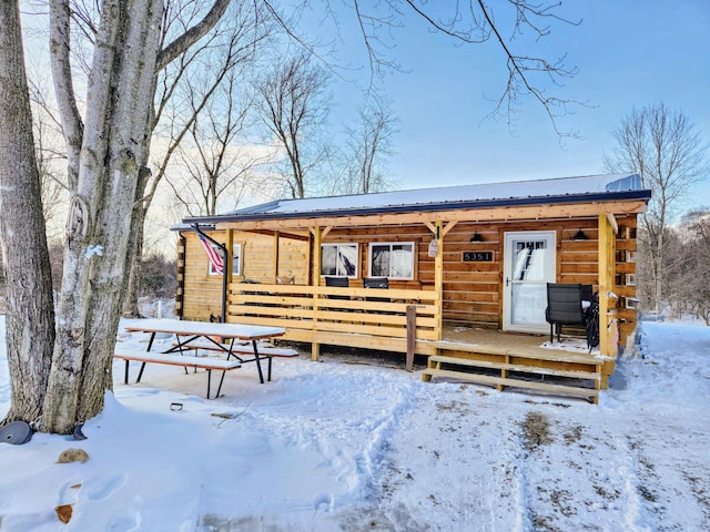 view of log home