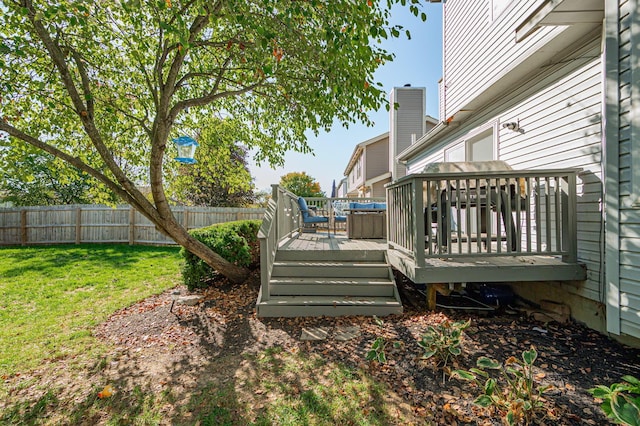 view of yard with a deck