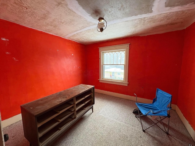 unfurnished room featuring carpet floors, baseboards, and a textured ceiling