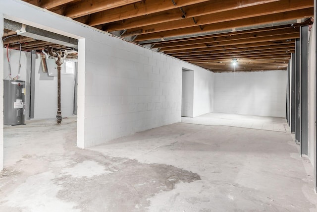 basement with water heater