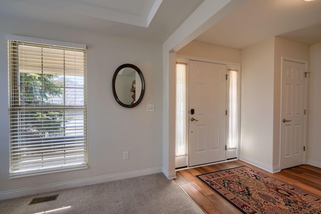 foyer entrance featuring light wood-type flooring