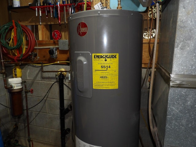 utility room with water heater