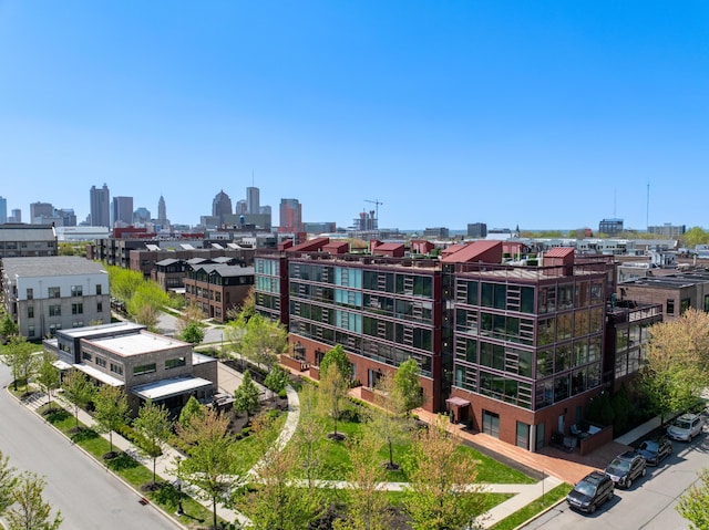 bird's eye view with a city view
