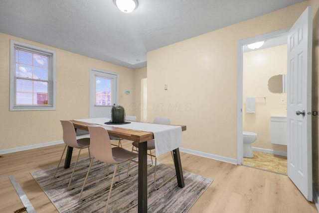 dining space with light hardwood / wood-style flooring